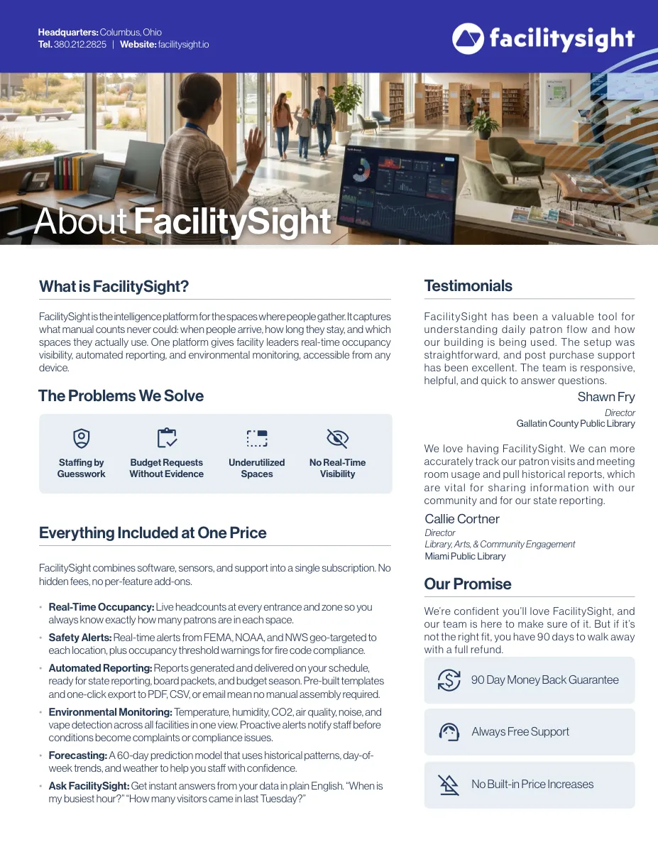 FacilitySight one-page overview document preview
